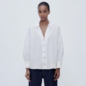 Zara jewel button poplin shirt S
